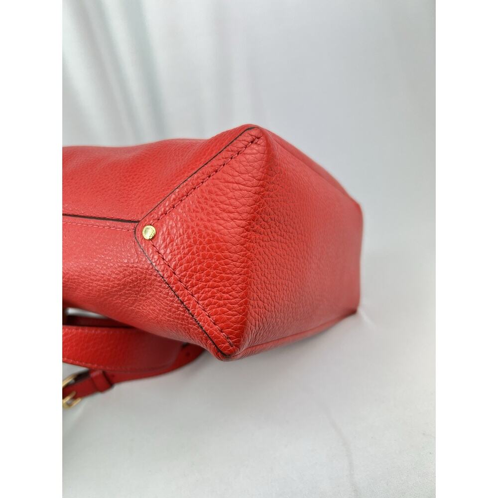COACH Mini Abby Duffel Shoulder Crossbody Bag RED Pebble Leather - Picture 14 of 16